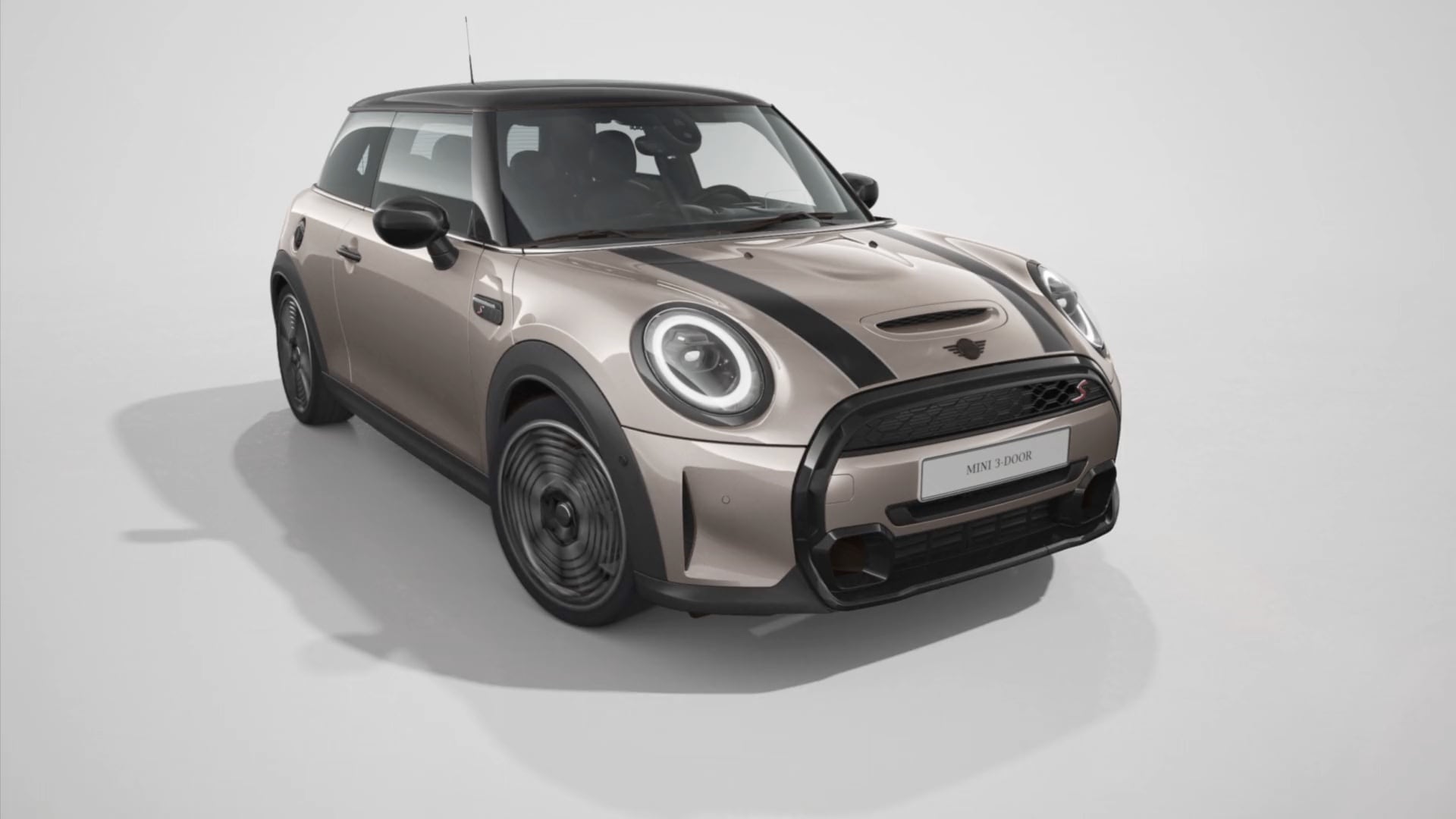 MINI Hatch cu 3 uşi – Imagine din partea frontală – gri şi negru