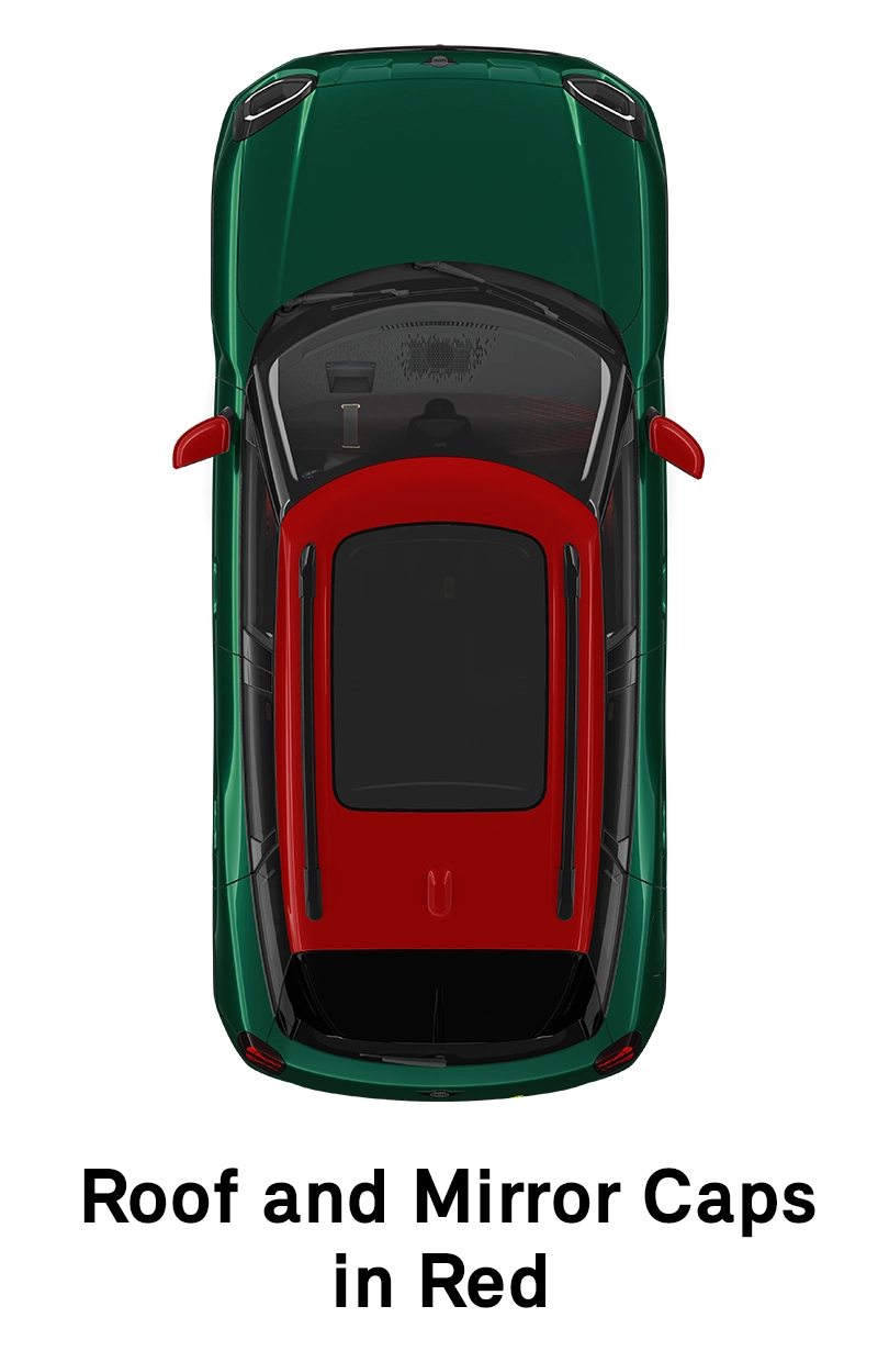  MINI - echipamente - stilul jcw - plafonul şi capacele pentru oglinzi în roşu