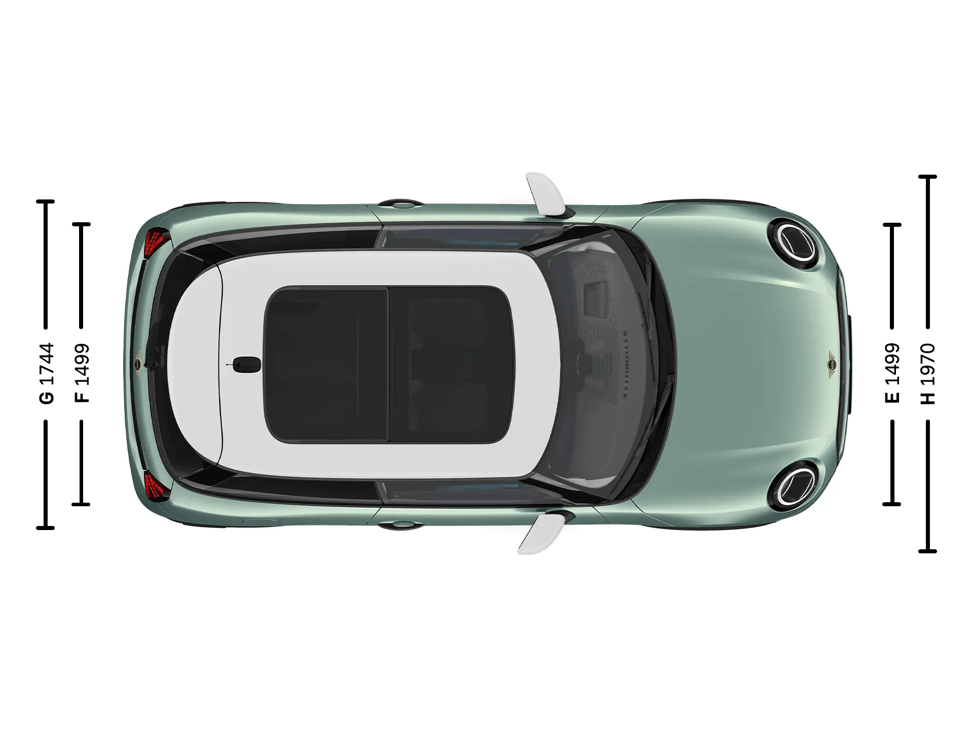 MINI Cooper cu 3 uşi - Dimensiuni plafon