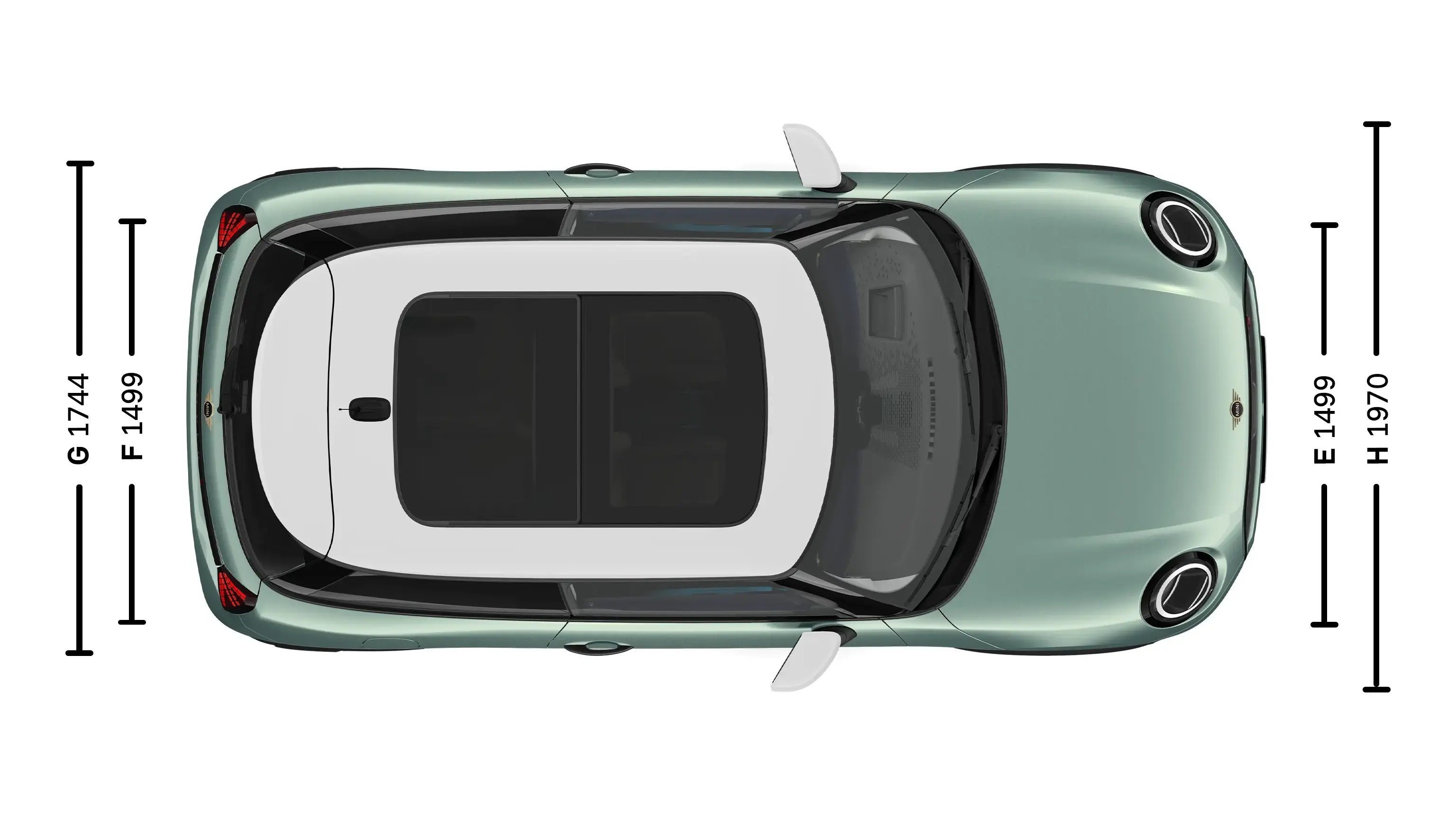 MINI Cooper cu 3 uşi - Dimensiuni plafon