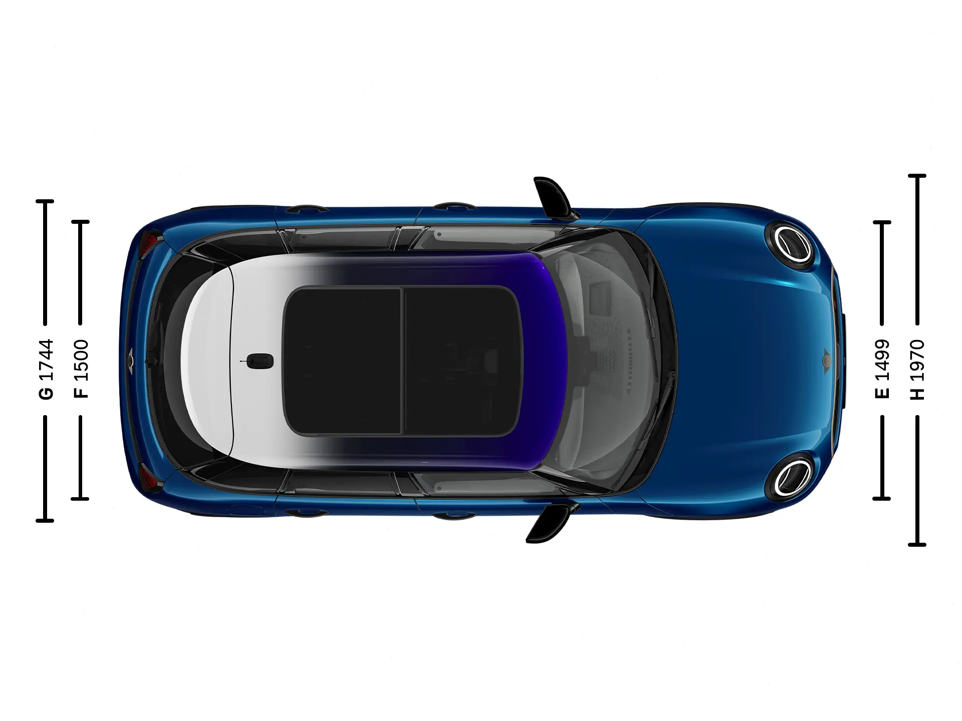 MINI Cooper cu 5 uşi - Dimensiuni plafon