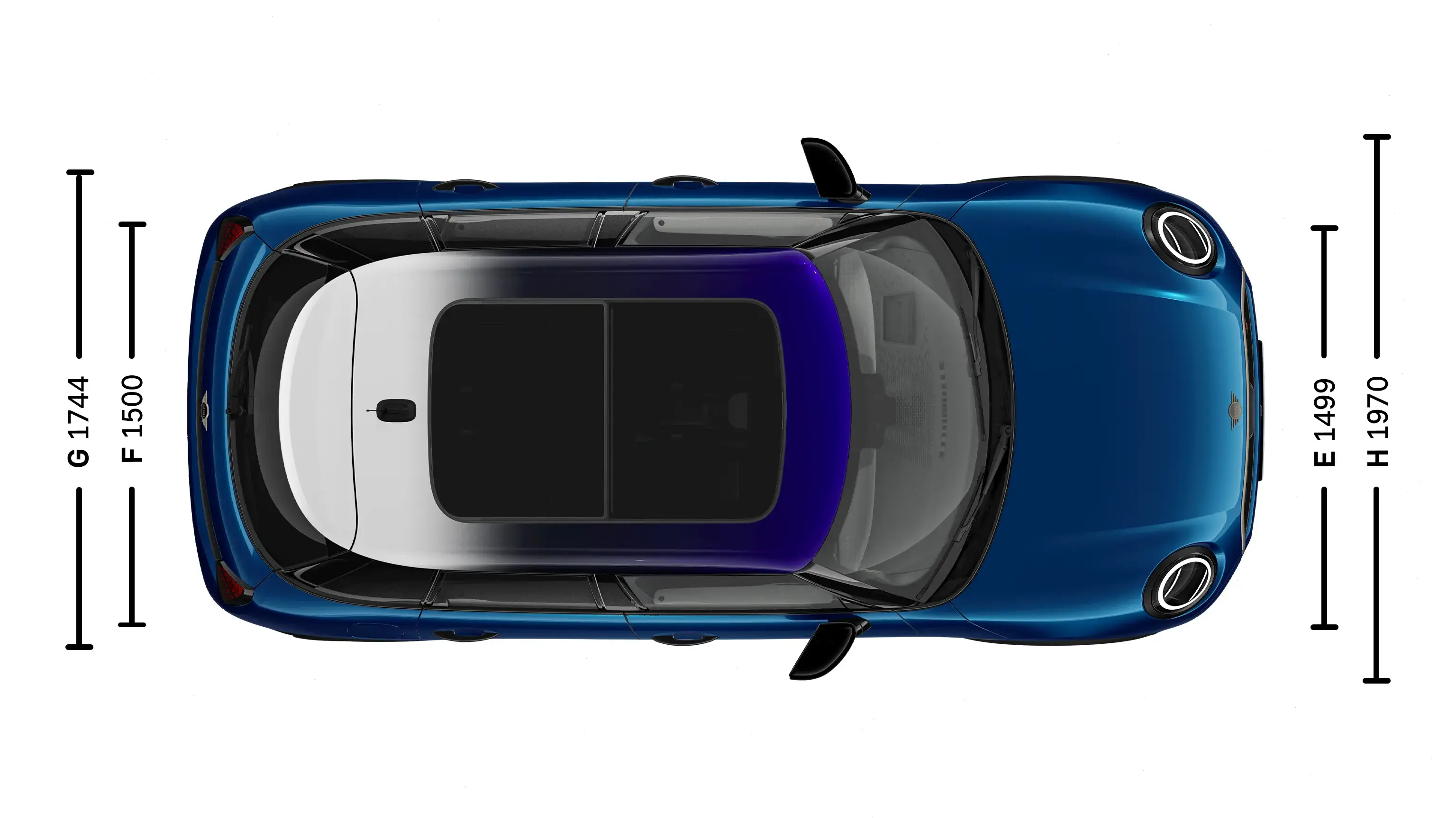 MINI Cooper cu 5 uşi - Dimensiuni plafon