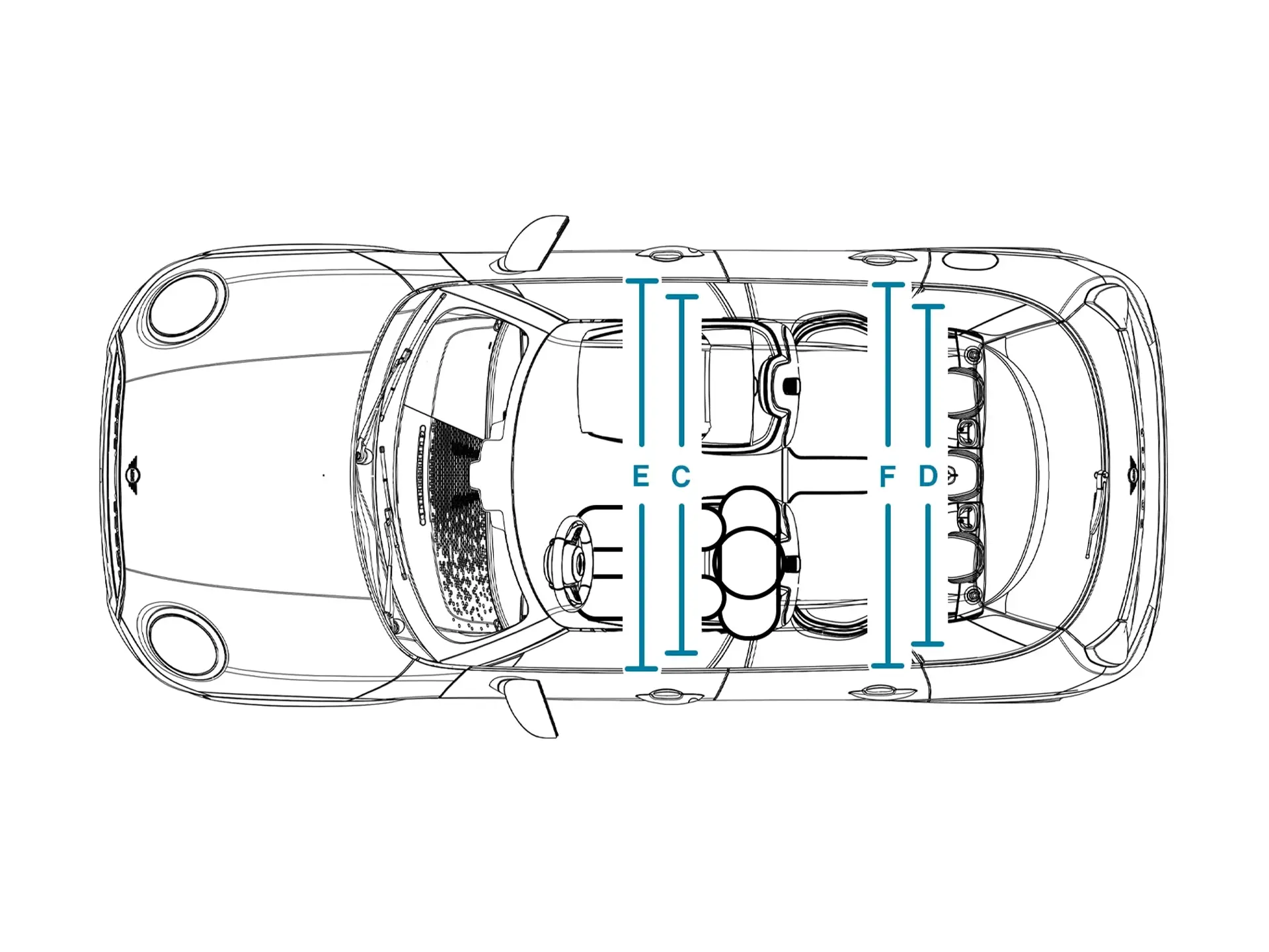 MINI Cooper cu 5 uşi - Dimensiuni interior plafon
