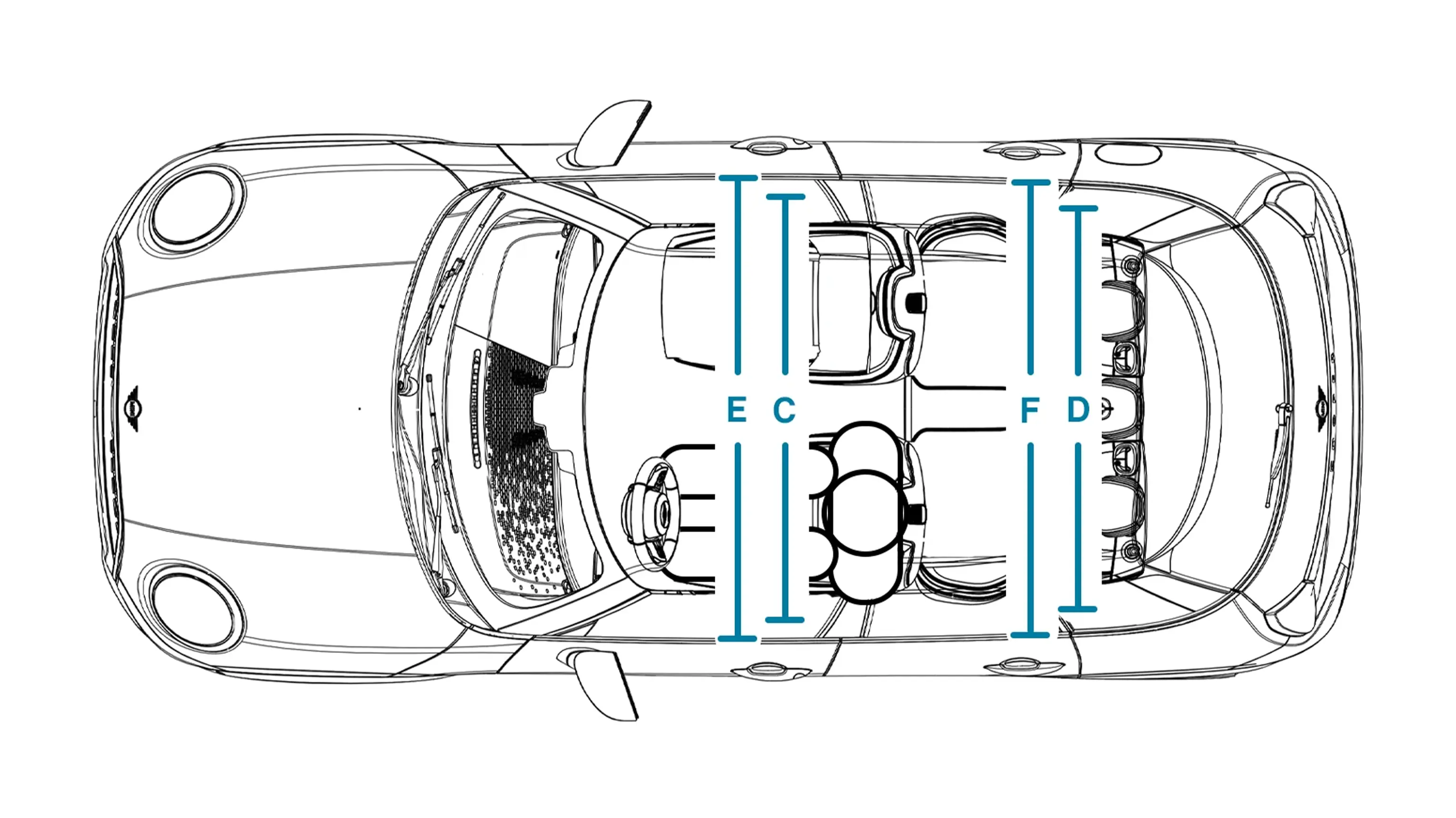 MINI Cooper cu 5 uşi - Dimensiuni interior plafon