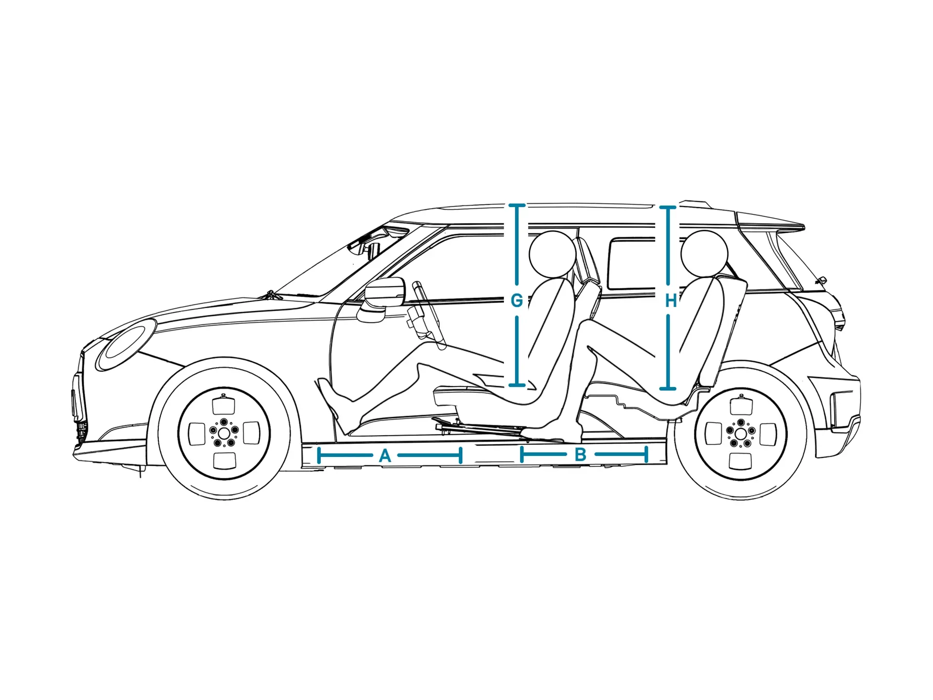 MINI Cooper integral electric - Dimensiuni interior lateral