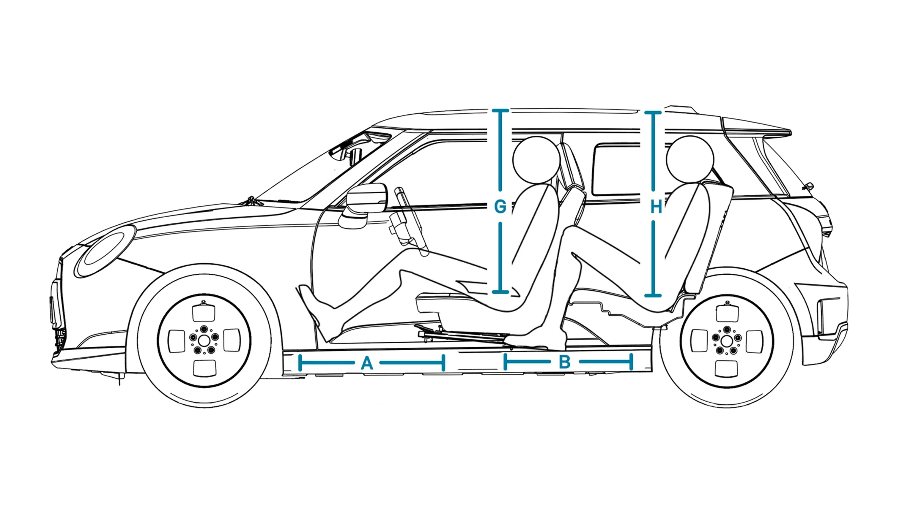 MINI Cooper integral electric - Dimensiuni interior lateral