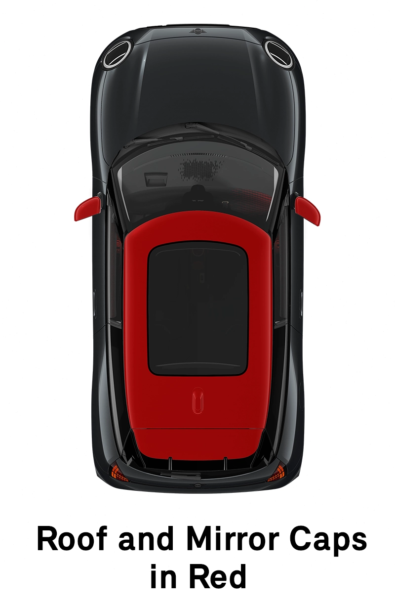  MINI - echipamente - stilul jcw - plafonul şi capacele pentru oglinzi în roşu