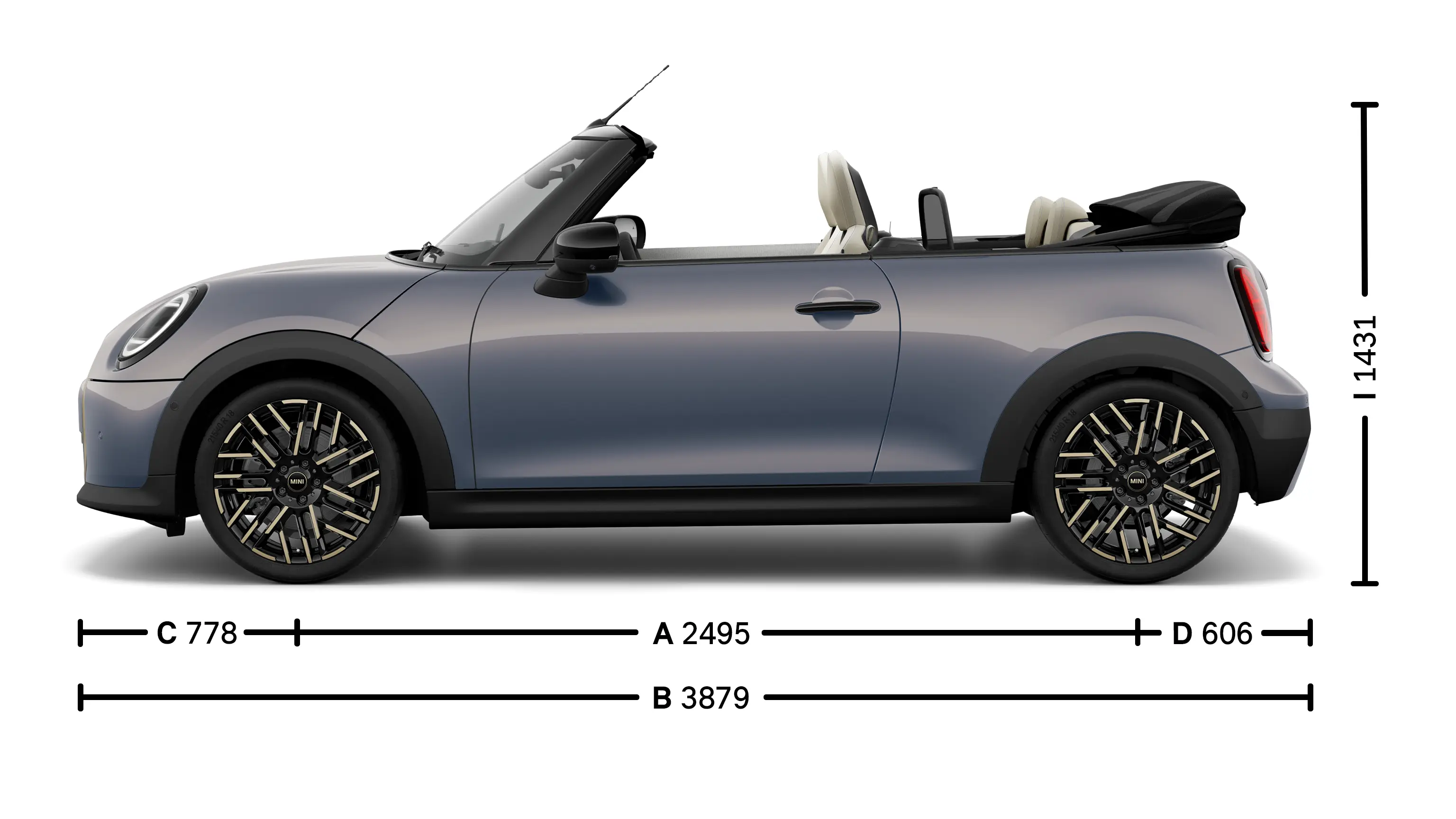MINI Cooper Cabrio - Dimensiuni lateral