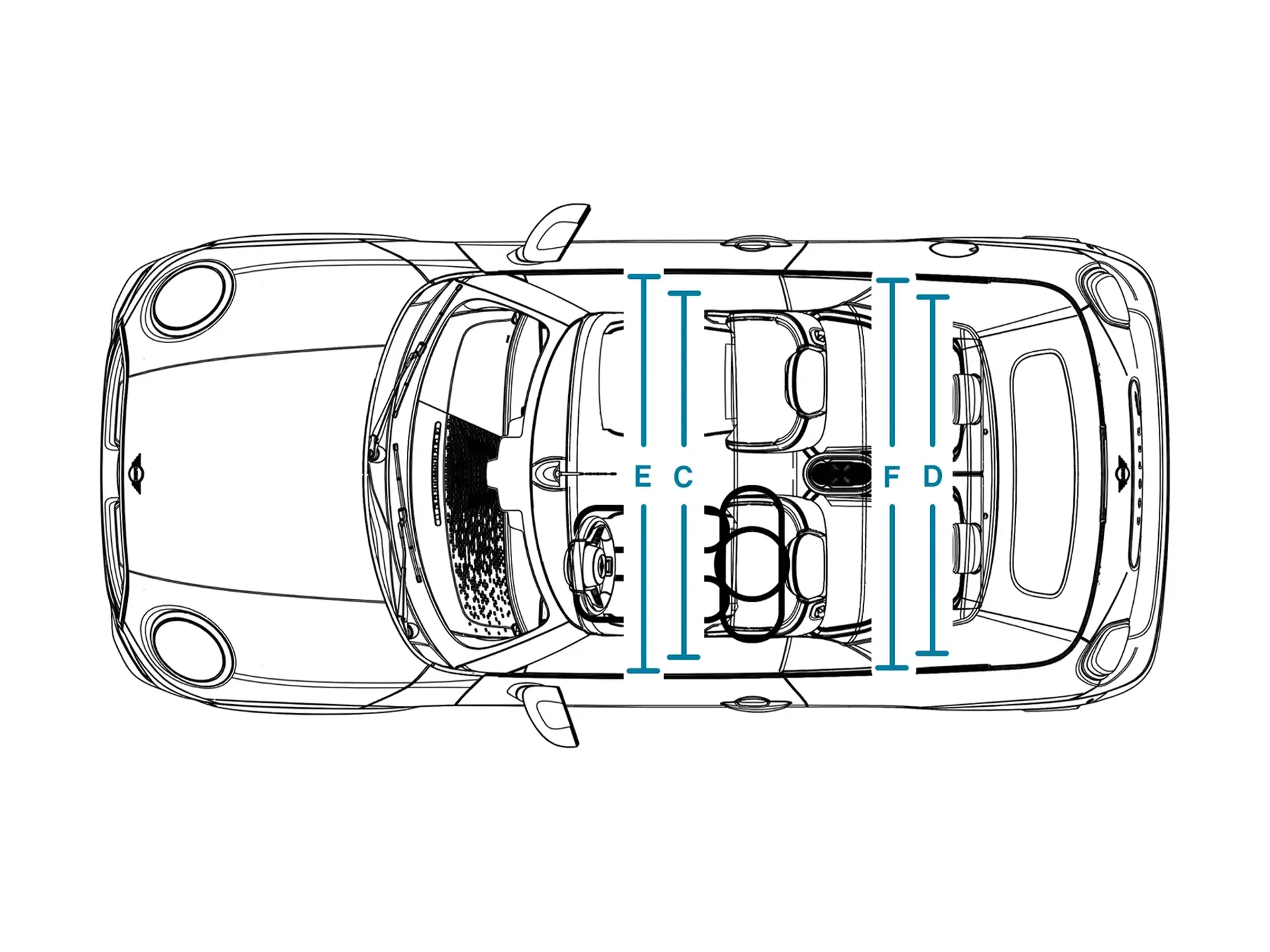MINI Cooper Cabrio - Dimensiuni interior plafon
