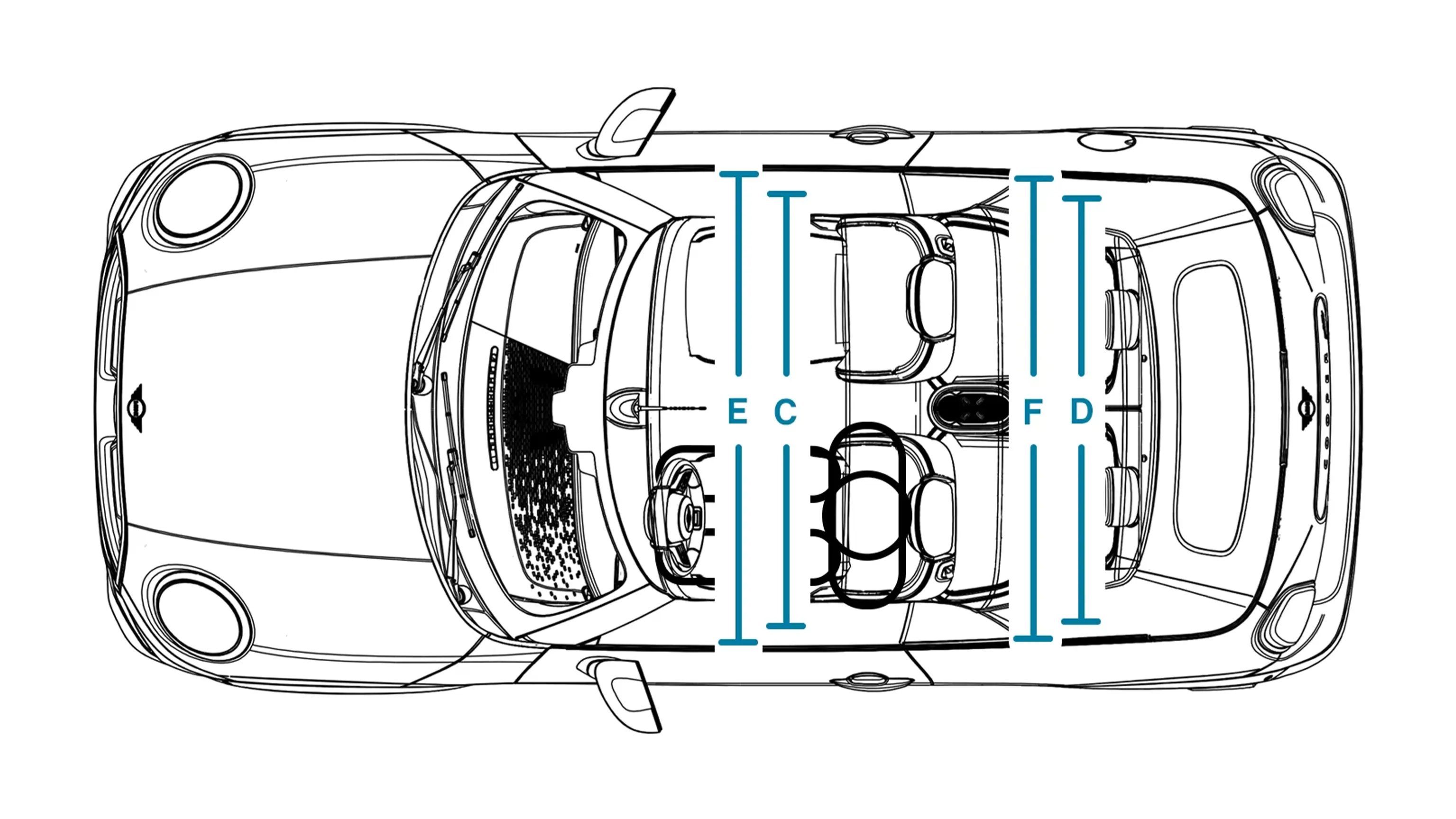 MINI Cooper Cabrio - Dimensiuni interior plafon