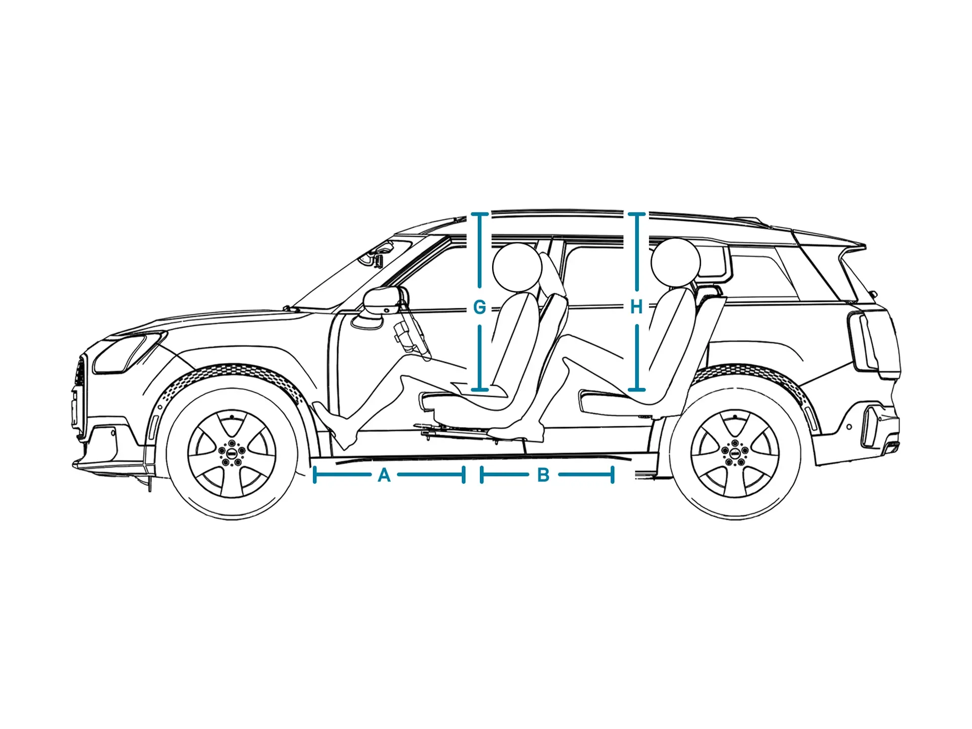 MINI Countryman integral electric - Dimensiuni interior lateral
