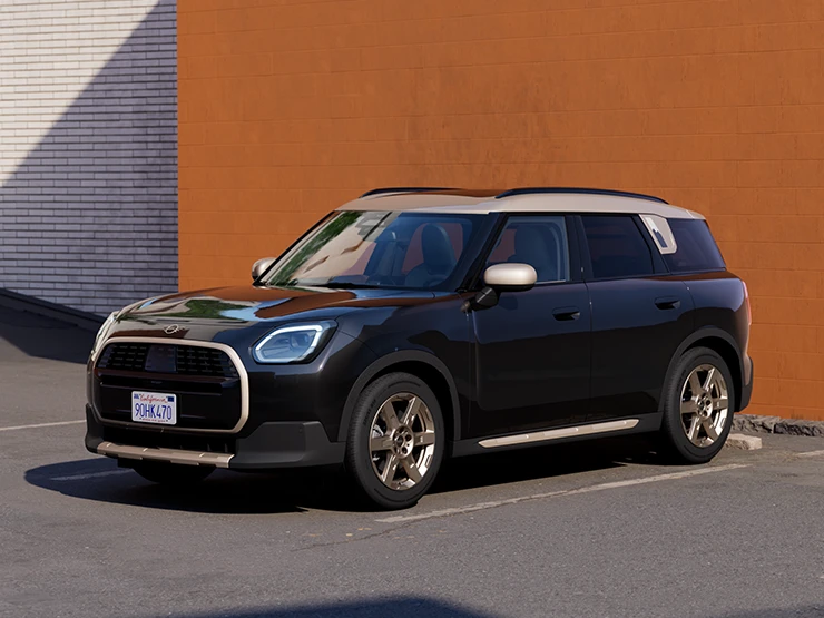 MINI Countryman în Negru Midnight cu plafon Argintiu Vibrant.