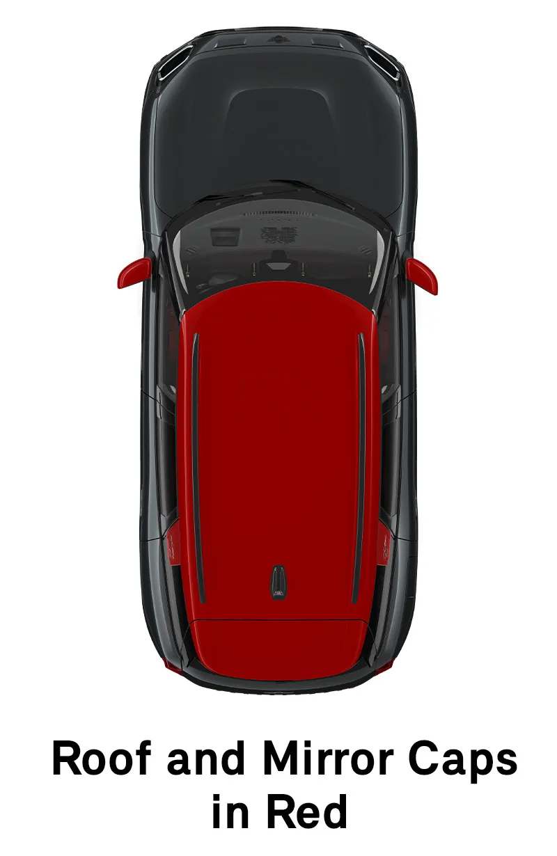  MINI - echipamente - stilul jcw - plafonul şi capacele pentru oglinzi în roşu