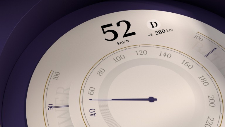 Afişaj rotund MINI cu vitezometru în modul Timeless
