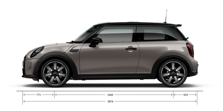 MINI Hatch cu 3 uşi – Imagine din partea laterală – dimensiuni