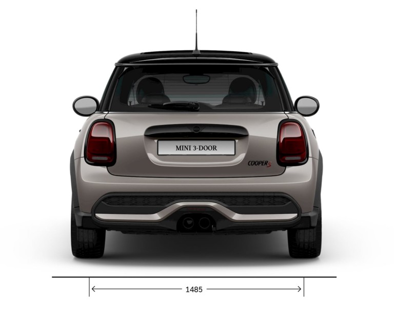 MINI Hatch cu 3 uşi – Imagine din partea din spate – dimensiuni